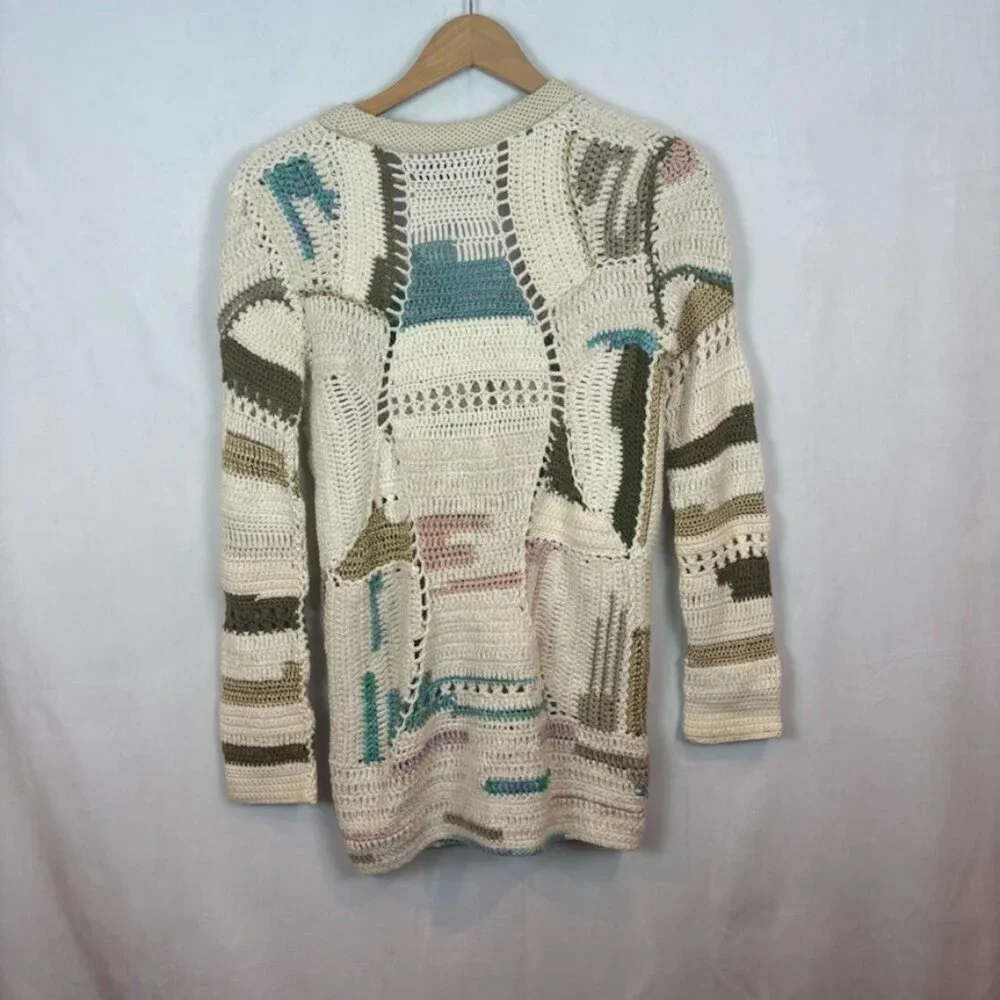 Rag & Bone Hearst Cotton Bamboo Alpaca Blend Crochet Cardigan Sweater SZ XS Boho